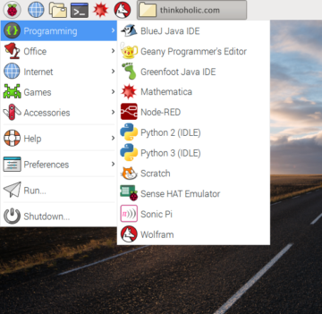 programming - raspberry pi: raspbian jessie start menu screenshots