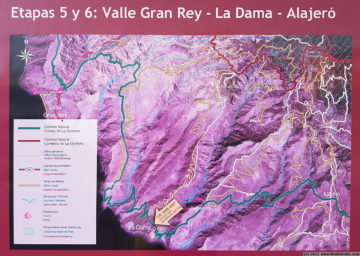 GR132 day 5 extra map: Hiking route connecting Valle Gran Rey to La Dama and towards Alajeró